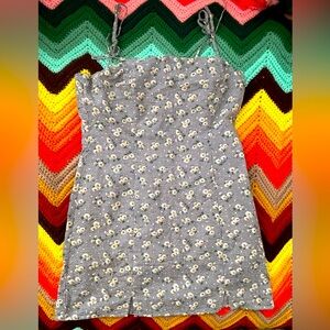 Urban Outfitters A Line Mini Dress in Gingham Daisy Print Size Large